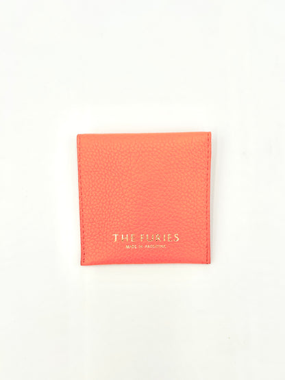 Small Leather Envelope in Bright Orange with an Eggplant Interior