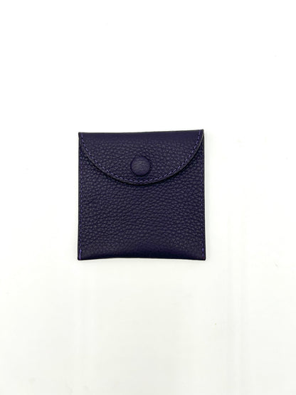 Small Leather Envelope in Eggplant with a Fuchsia Interior
