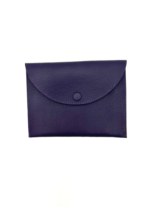 Large Leather Envelope in Eggplant with a Fuchsia Interior