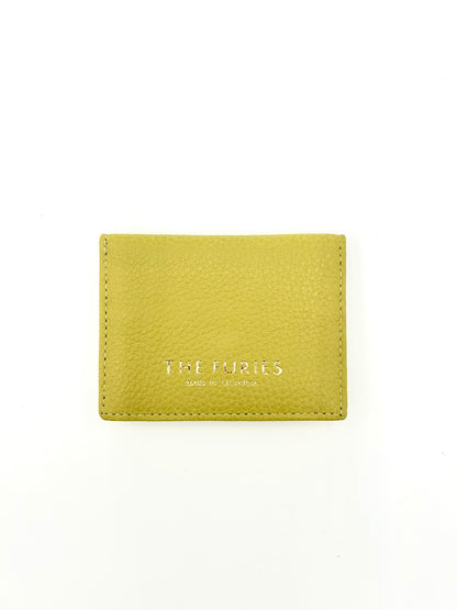 Card Case with Flap in Citrus Yellow with Sapphire Lining
