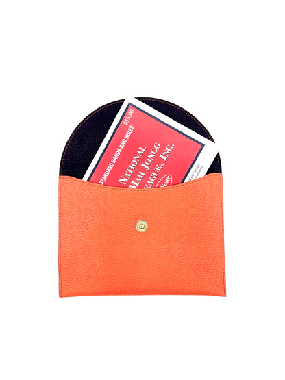 Large Leather Envelope in Bright Orange with an Eggplant Interior