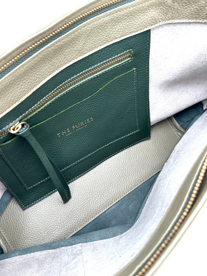 Large Carolyn Tote in Lichen with Holly Green Base