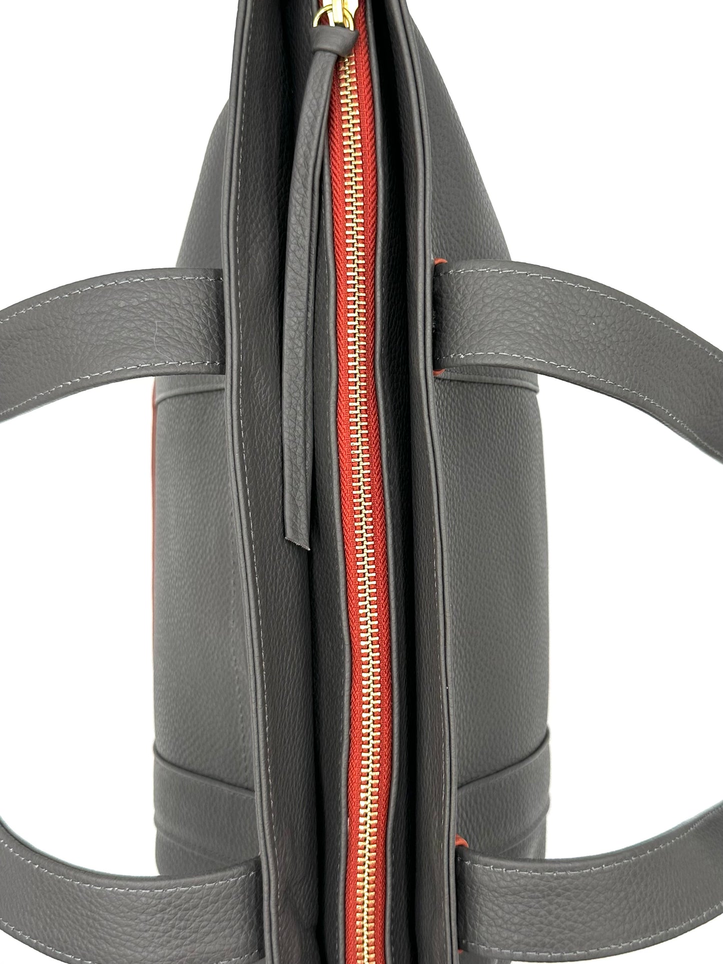 Large Carolyn Tote in Anthracite with Winter Orange Base