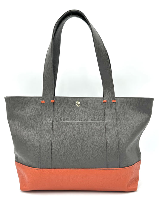 Large Carolyn Tote in Anthracite with Terracotta Base