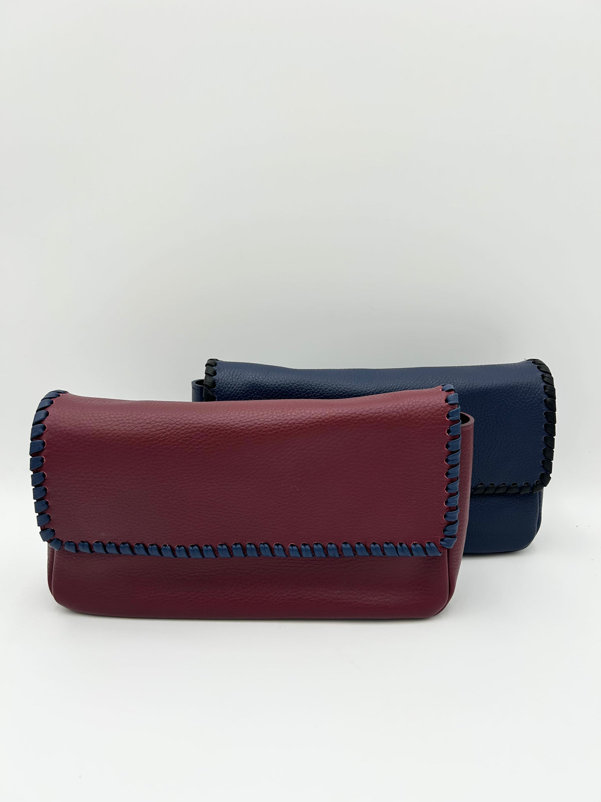 Emmanuelle Flap Bag - Navy with Black Lacing