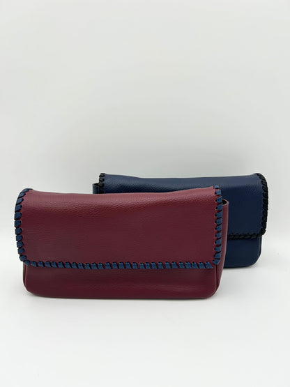 Emmanuelle Flap Bag - Navy with Black Lacing