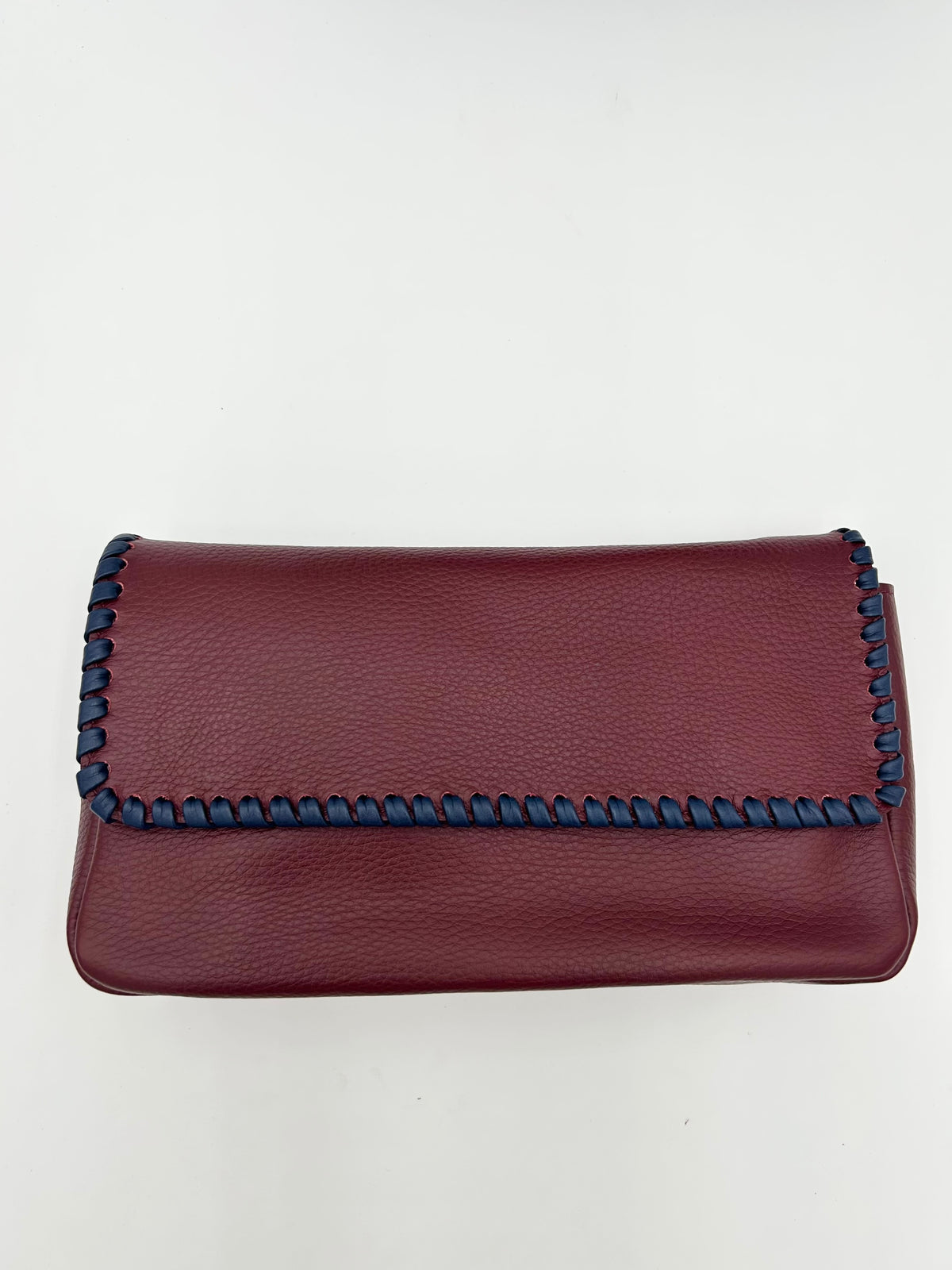 Emmanuelle Flap Bag - Claret with Navy Lacing