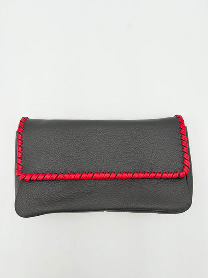 Emmanuelle Flap Bag - Anthracite with Lipstick Red Lacing