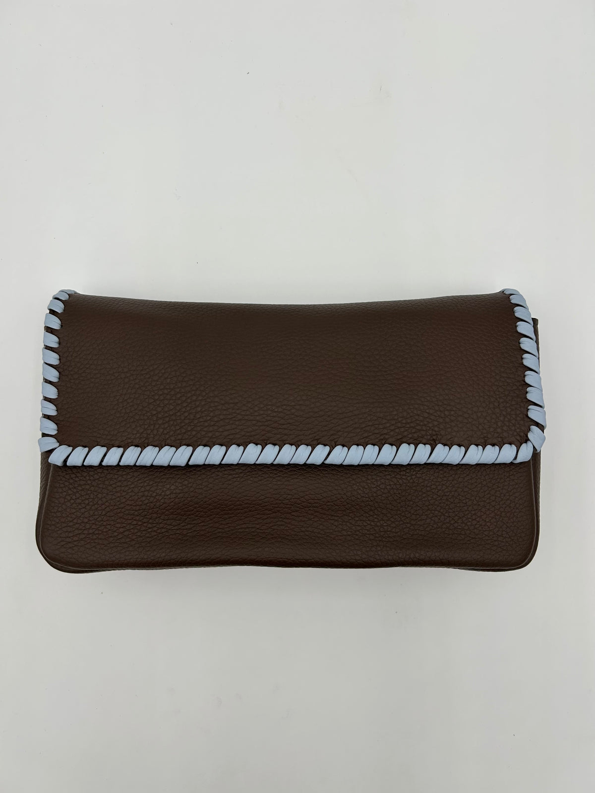 Emmanuelle Flap Bag - Chocolate with Sky Blue Lacing