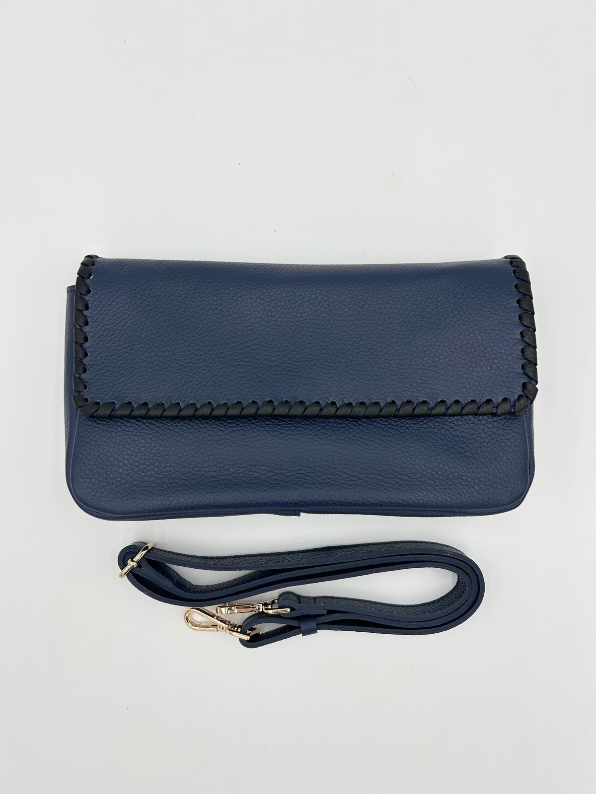 Emmanuelle Flap Bag - Navy with Black Lacing