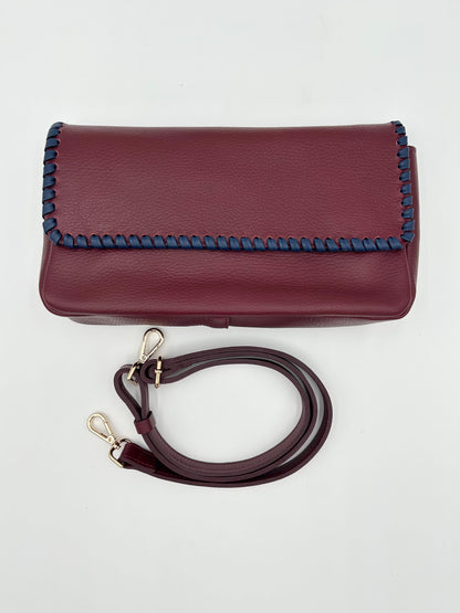 Emmanuelle Flap Bag - Claret with Navy Lacing