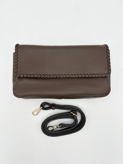 Emmanuelle Flap Bag - Chocolate with Chocolate Lacing