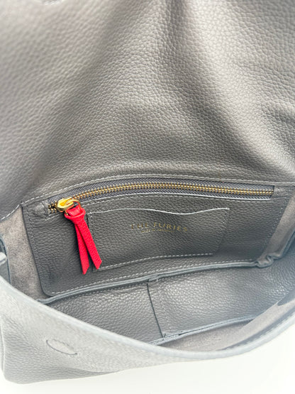 Emmanuelle Flap Bag - Anthracite with Lipstick Red Lacing