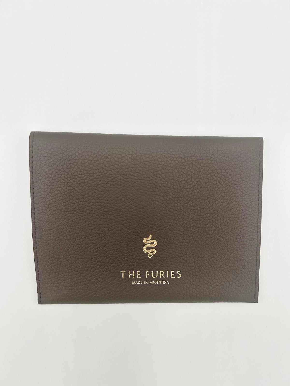 Large Leather Envelope in Chocolate Leather with a Sky Blue Interior