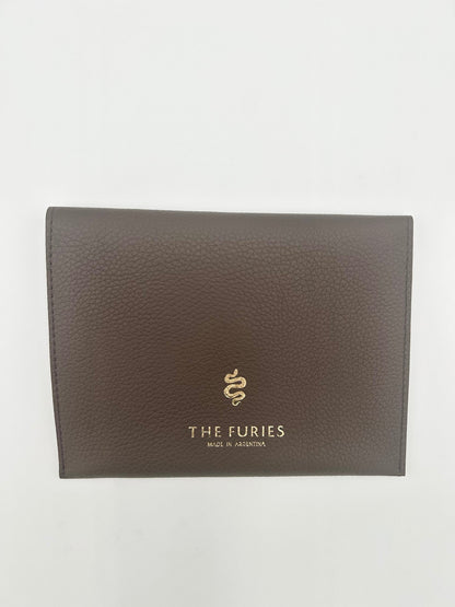 Large Leather Envelope in Chocolate Leather with a Sky Blue Interior