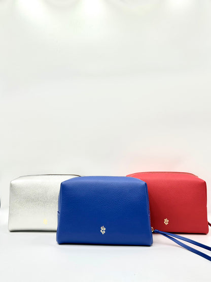 Large Accessories Bag in Sapphire with a Silver Interior