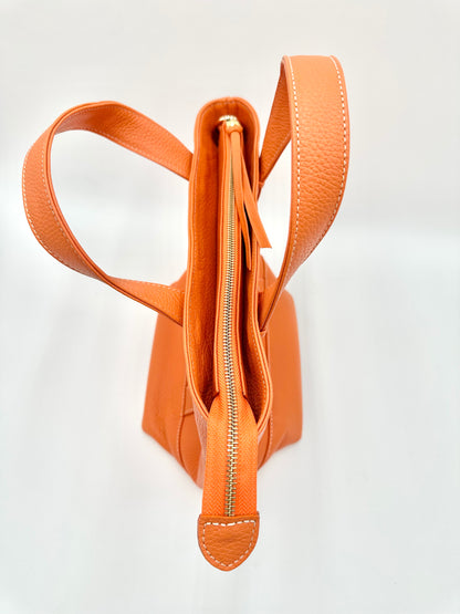 Small Carolyn Tote in Bright Orange
