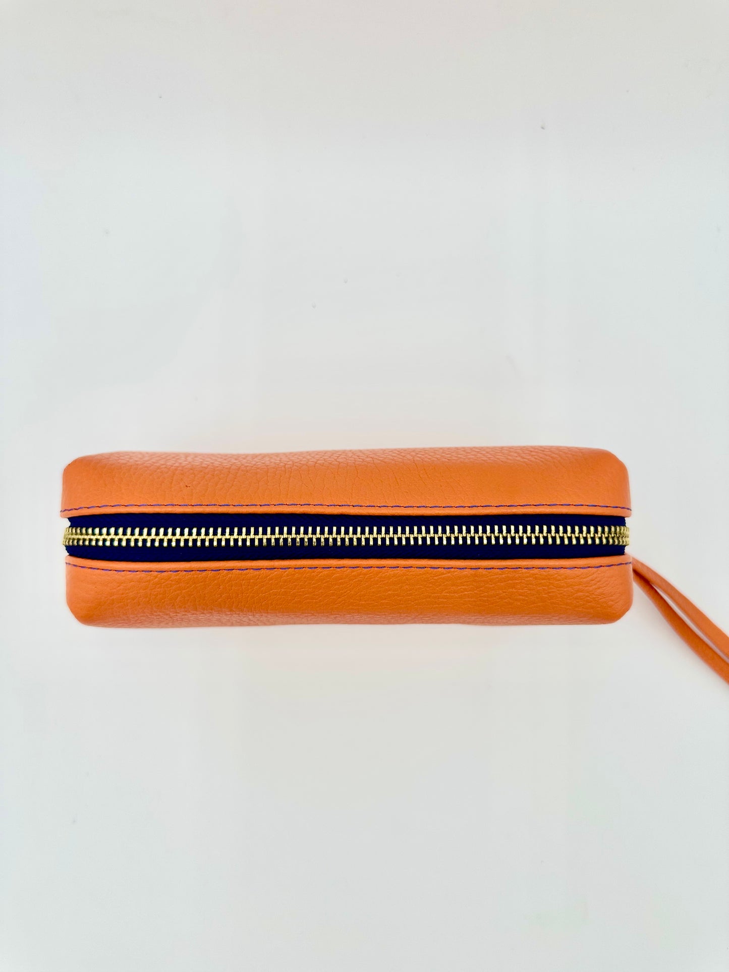 Large Accessories Bag in Bright Orange with a Sapphire Interior
