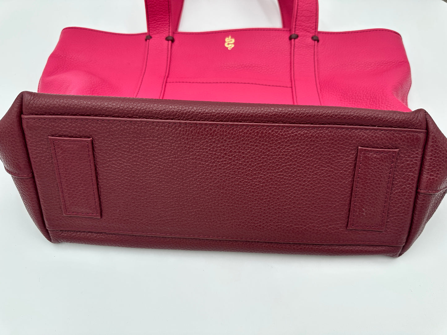 Large Carolyn Tote in  Raspberry with Claret Base