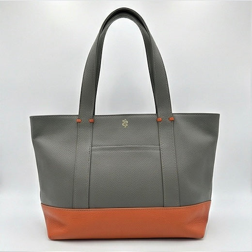 Large Carolyn Tote in Anthracite with Winter Orange Base