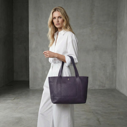 Large Carolyn Tote in Eggplant