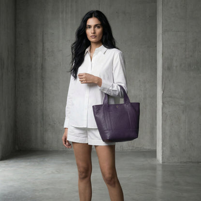 Small Carolyn Tote in Eggplant